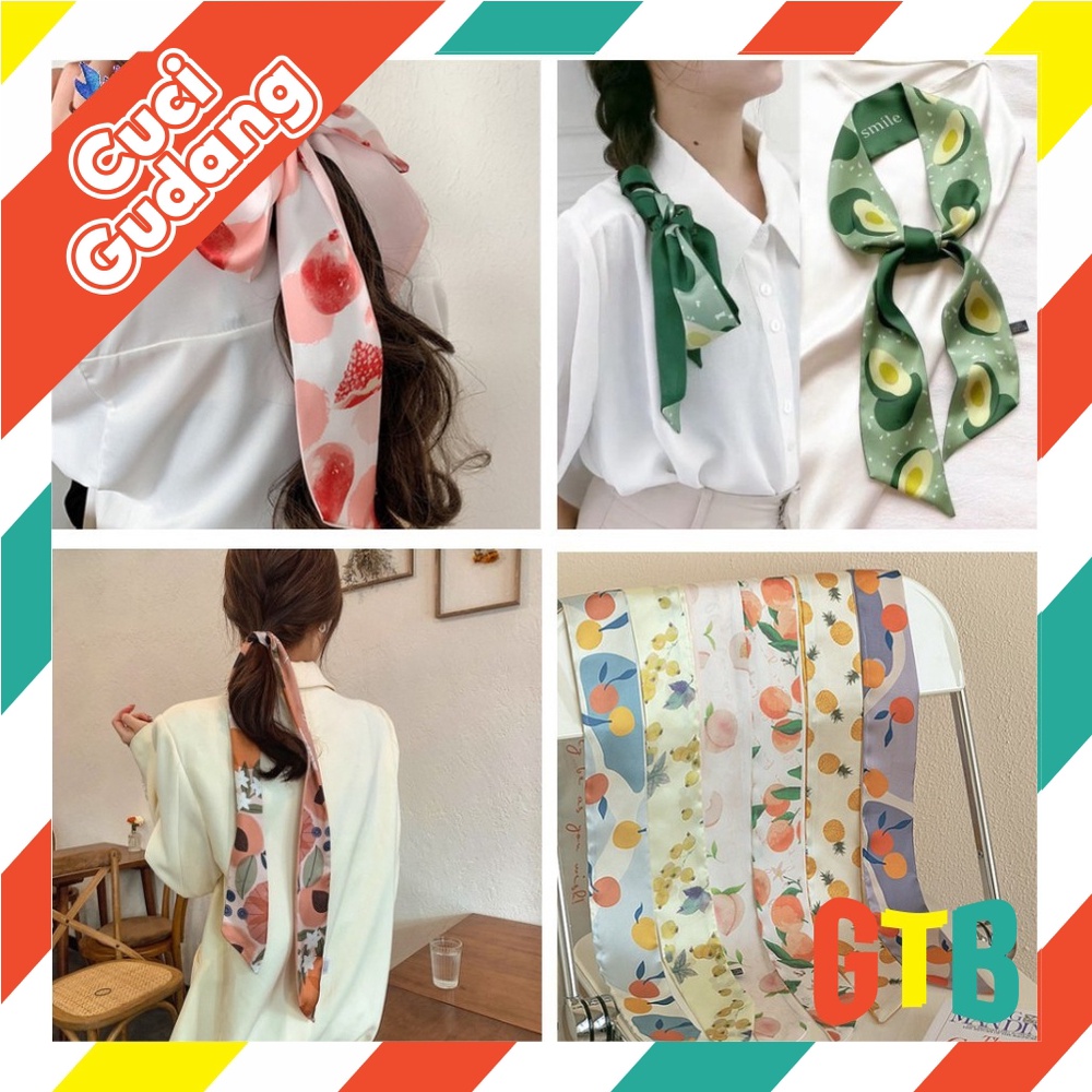 ❤️GTB❤️ Mini Scarf Twilly, Scarf Leher, Scarf Tas, Bahan High Grade Silk Immitation Korea R371