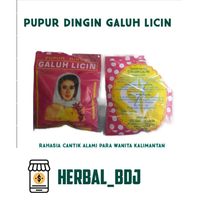 Bedak dingin galuh licin banjar obat jerawat menghaluskan kulit muka