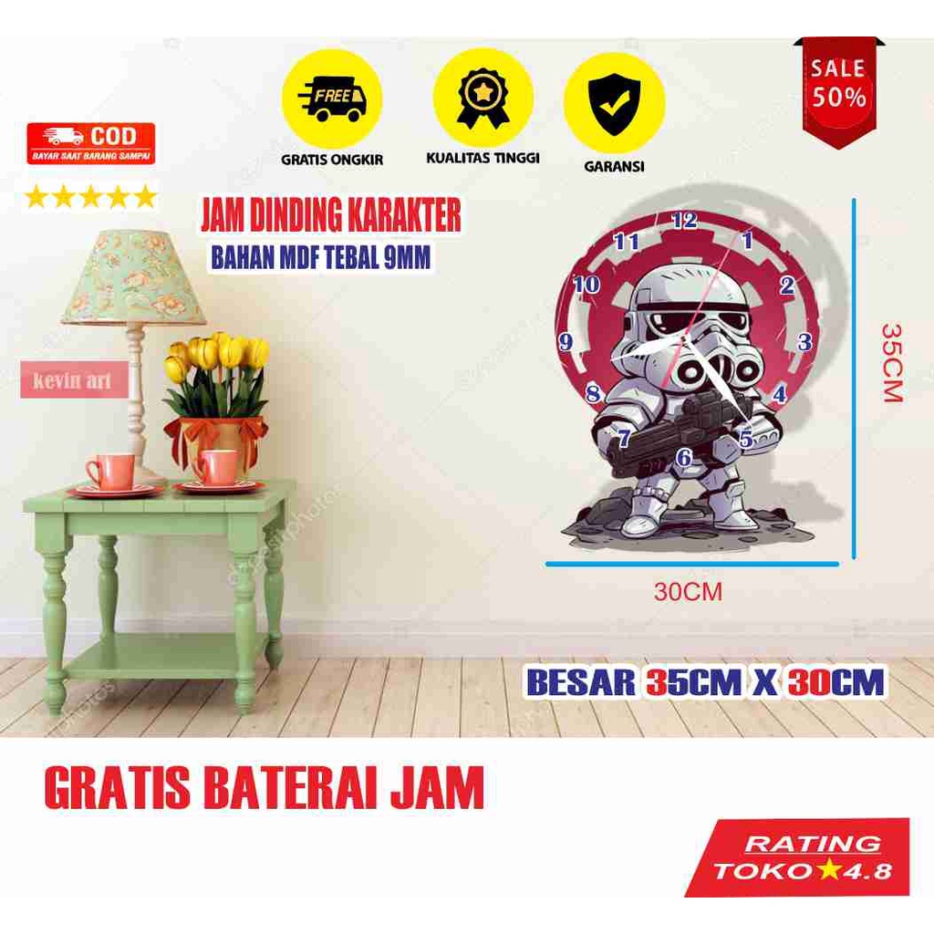 Dekorasi Rumah Jam Dinding Motif Star wars Koleksi Hiasan Dinding Unik