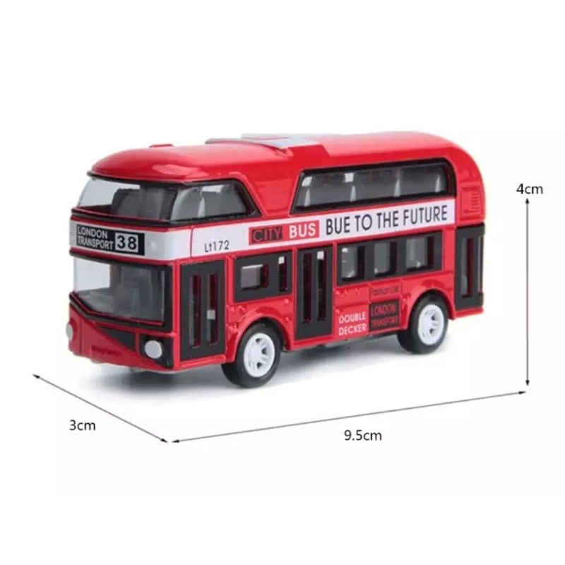 Mainan Mobil Mobilan Modern City Diecast Miniatur Bus Tingkat