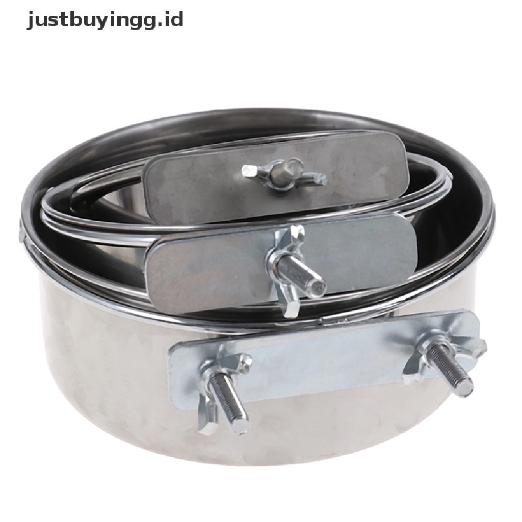 Mangkuk Makanan / Minuman Model Gantung Bahan Stainless Steel Untuk Kandang Anjing / Kucing / Burung