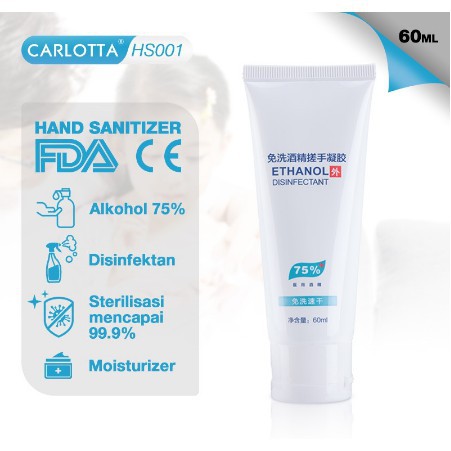 Hand Sanitizer Gel 60ml CARLOTTA HS001 75% Ethanol Moisturizing Hand Gel