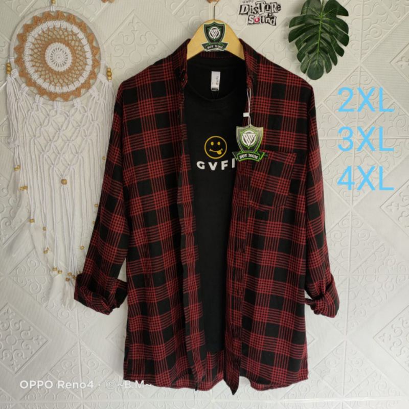 KEMEJA FLANEL JUMBO OVERSIZE XXL + XXXL + XXXXL KEMEJA 2XL 3XL 4XL