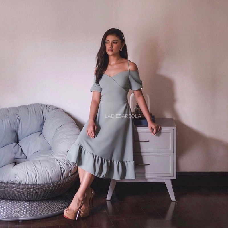 KATHRIEL DRESS - Sabrina dress wanita dress pesta party A line midi gaun formal casual baju big size