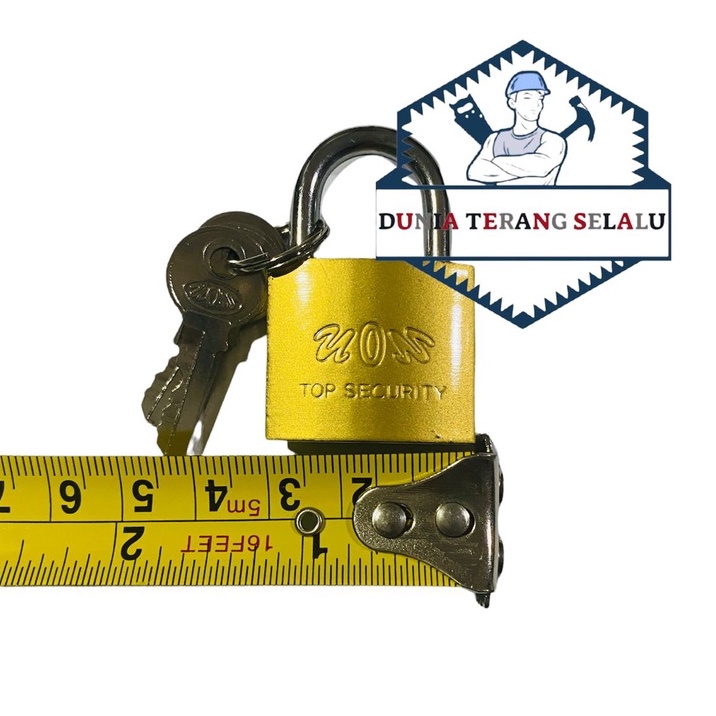 Gembok Besi CAT KUNING VION 32mm kotakan - Gembok Koper Tas Pintu Lemari  - Kunci Gantung Kotak Suara -  Yellow Iron Padlock 32mm