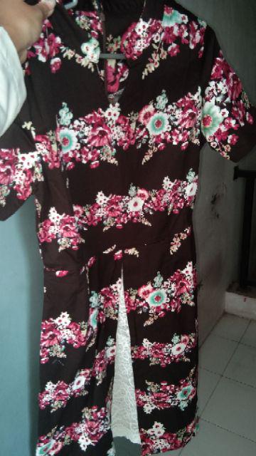 Dress Batik Stretch Combi Brokat M-xl