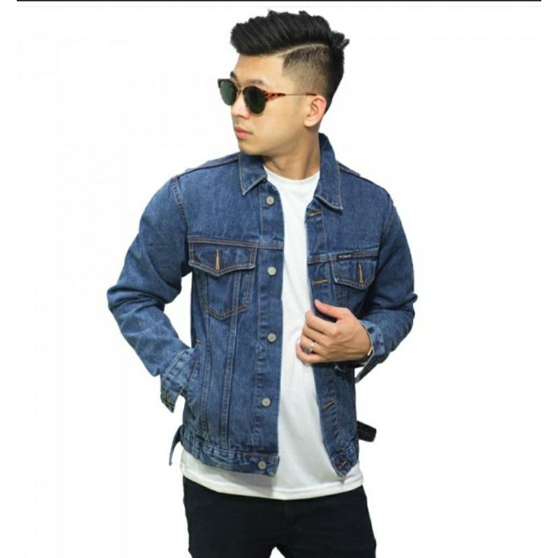 jaket denim trucker basic dark blue