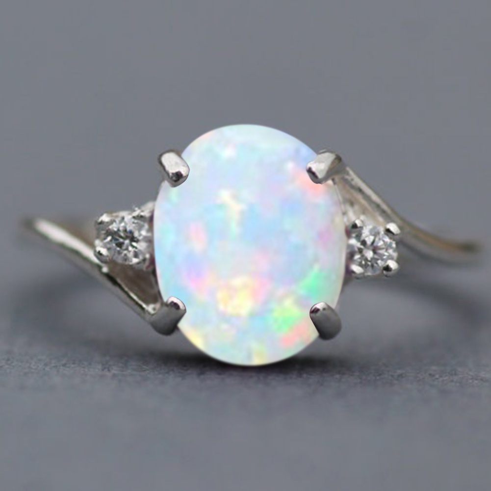 Hu Hu Hu Hu Hu Alat Bantu Pasang Kacamata♡ Cincin Wanita Bahan Alloy Hias Opal Untuk Pernikahanpertunangan