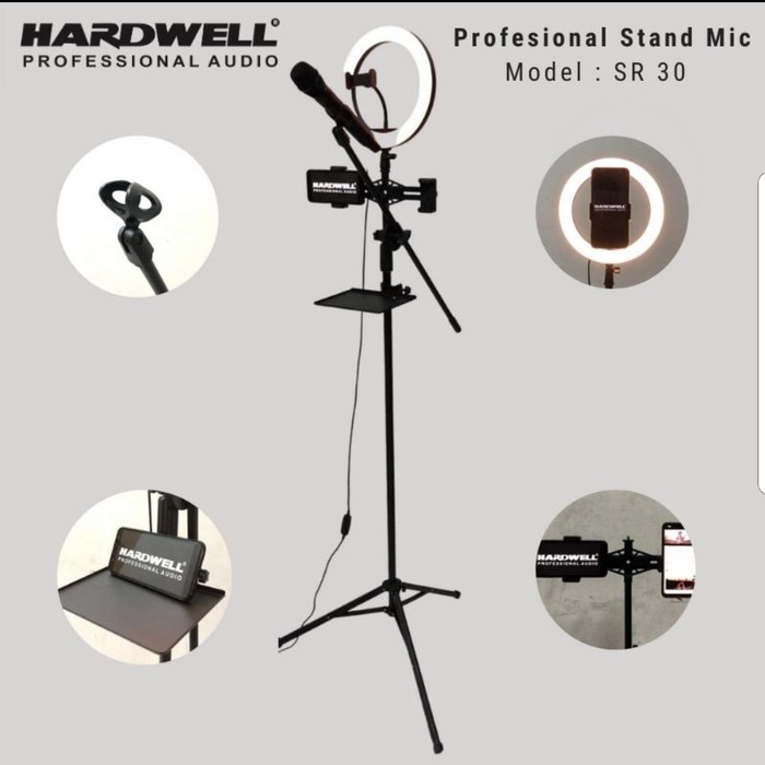 STAND MIC HARDWELL SR30/SR 30 STAND LAMPU LIVE STREAMING SELFIE