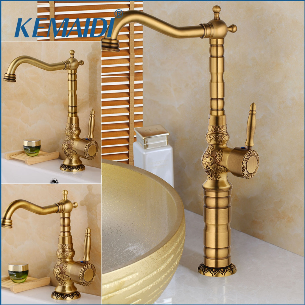 Promo Spesial Kemaidi 3 Size Antique Brass Bathroom Basin Faucet Long Nose Spout Wash Sink Tap Shopee Indonesia