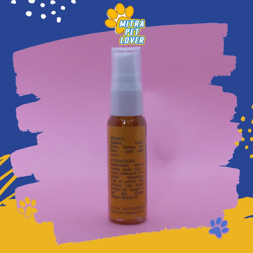 OBAT KUDIS KELINCI - RADIX SPRAY 10 ML ORIGINAL - SEMPROT ANTI SCABIES KUDIS EKSIM KORENG GATAL PADA KELINCI RABBIT - MURAH ASLI GARANSI - KUALITAS -PET ANIMAL HEALTHCARE &amp; VETERINARY TAMASINDO OBAT &amp; VITAMIN TERNAK HEWAN BINATANG PELIHARAAN MITRAPETLOVER