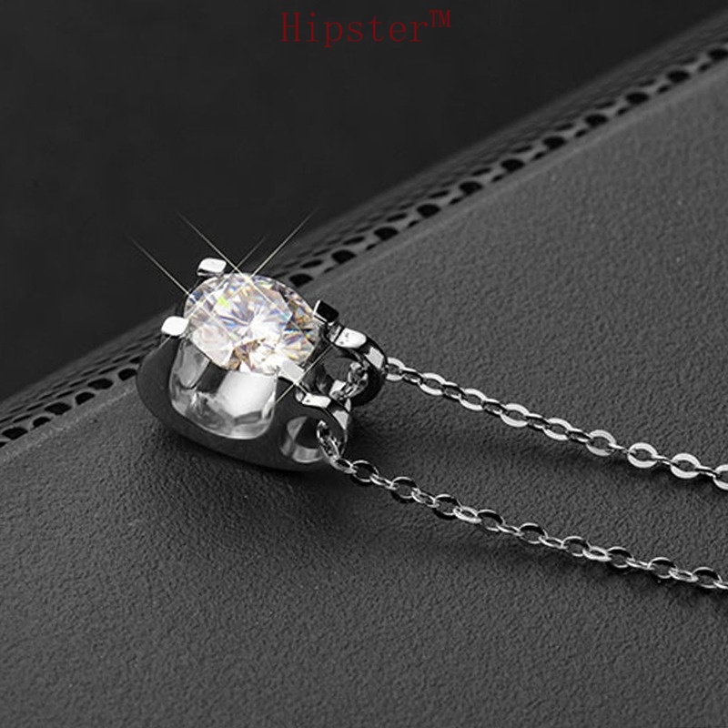 Japan and South Korea Simple and Short White Crystal Diamond Pendant Clavicle Chain