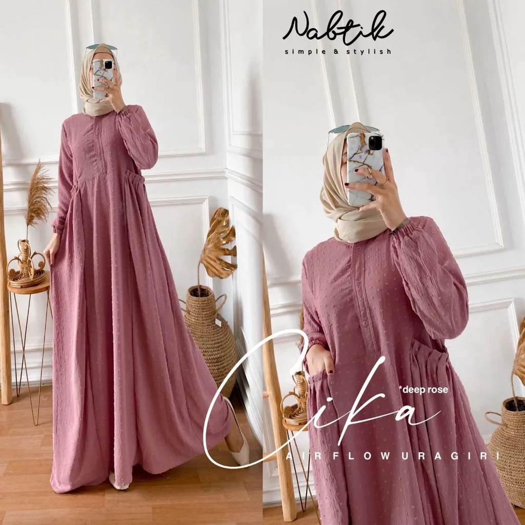 CIKA MAXY Gamis Kringkle Airflow Uragiri LD 110-Gamis Wanita Busui Friendly