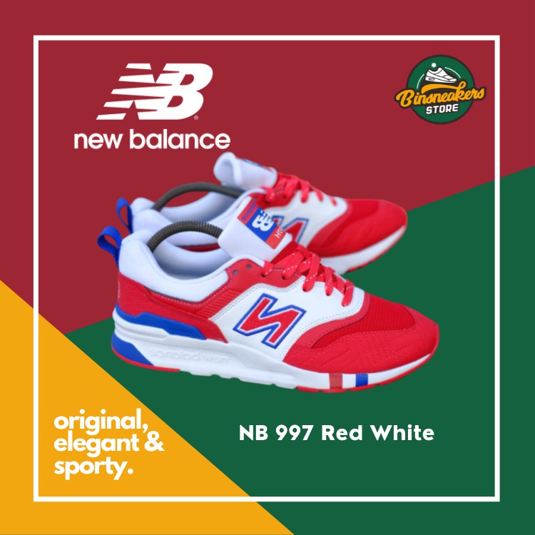 Sepatu Sneakers New Balance 997 Red White / Sepatu Casual / Sneakers Pria / Sneakers Original