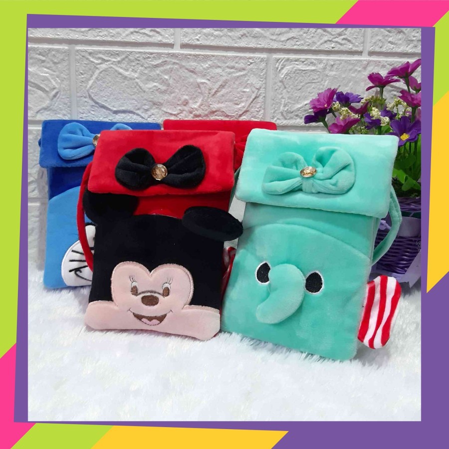 Tas Slempang Karakter Anak Bludru / Tas Slempang Boneka Karakter