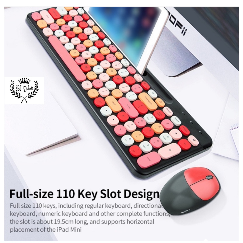 Mofii Keyboard Mouse set Premium Silent choco key Mofii Wireless 2.4G Colorful - SB888