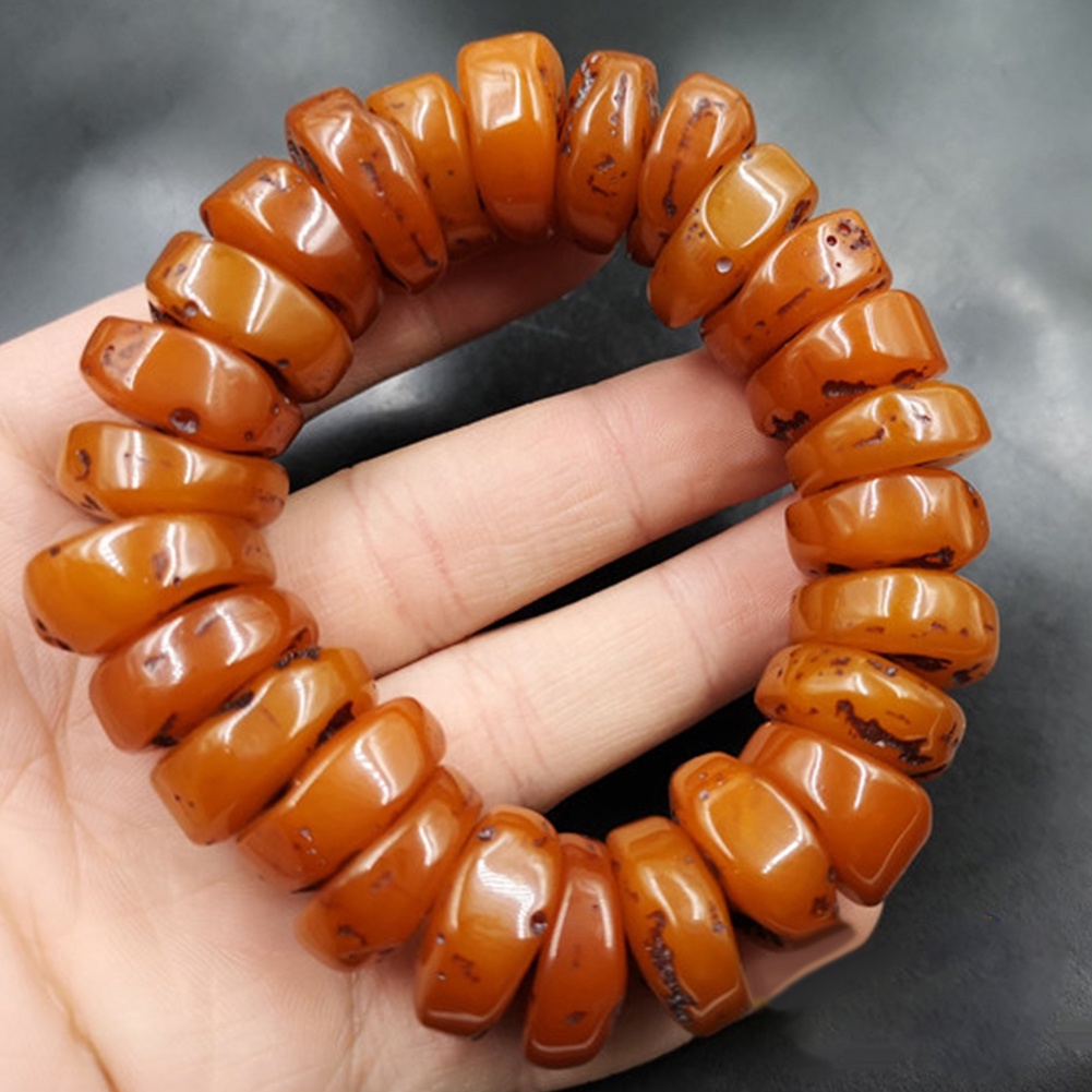 Hu Hu Hu Hu Hu Alat Bantu Pasang Kacamata♡ Gelang Tangan Manik-Manik Abacus Beeswax Amber Natural Untuk Wanita