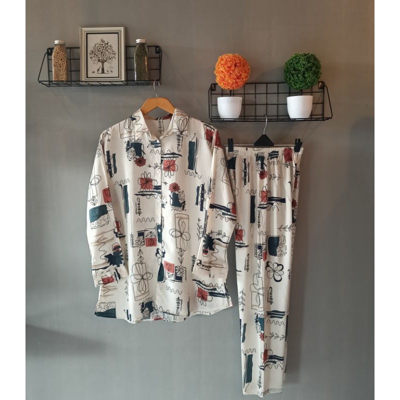Pajamas motif kekinian busui freindly rayon premium garment grade a