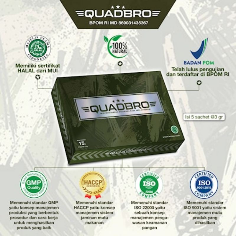 QUADBRO Suplemen Herbal Vitalitas Pria | Minuman Stamina | Obat