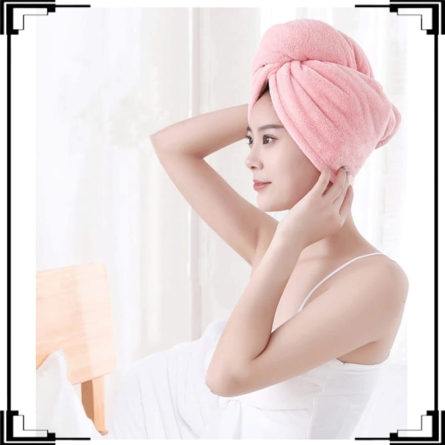 BOS - Handuk Rambut Keramas Hair Dryer Fleece Cepat Kering Fiber Magic Towel Lembut | Handuk Turban Pengering Rambut