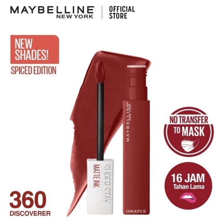 ORI 100% Maybelline Superstay Matte Ink Liquid Matte Lipstick Make Up Tahan Lama Hingga 24 Jam lipstik lipstick maybelin maybeline lipten maybeline my beline supertstay lipstik maybelline ori tahan lama lip matte maybelline original 220 Ambitios 385-360 Discoverer