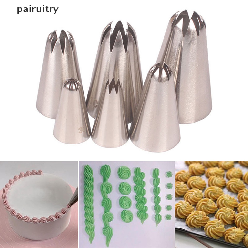 5pcs / Set Nozzle Icing Piping Untuk Dekorasi Kue