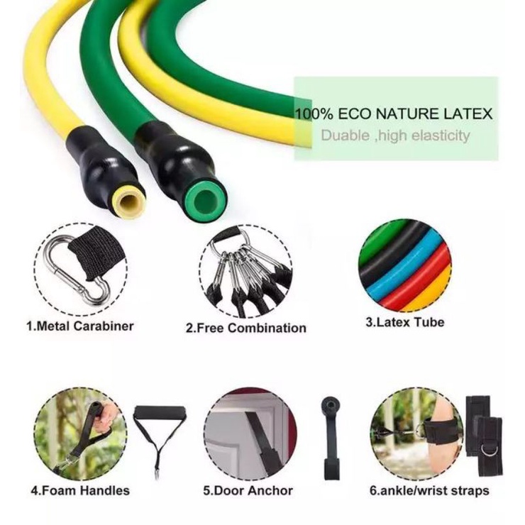 Tali Streaching 11 Set Resistance Band Fitness Tali Gym Yoga Loop Stretching Pull Rope Loopband