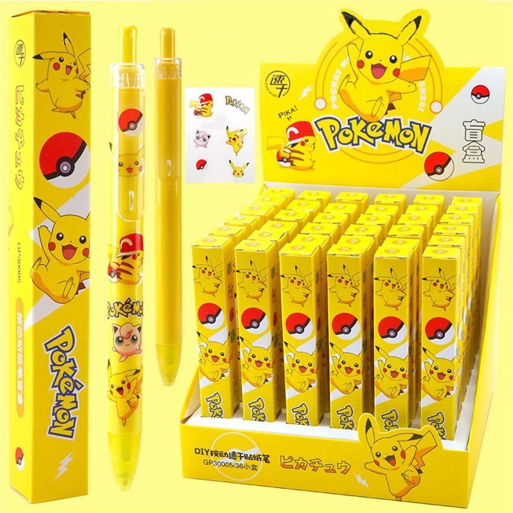 NICKOLAS1 Pikachu Pena Siswa Lucu DIY Set Press Netral Anime Figure Tanda Blind Box Pulpen