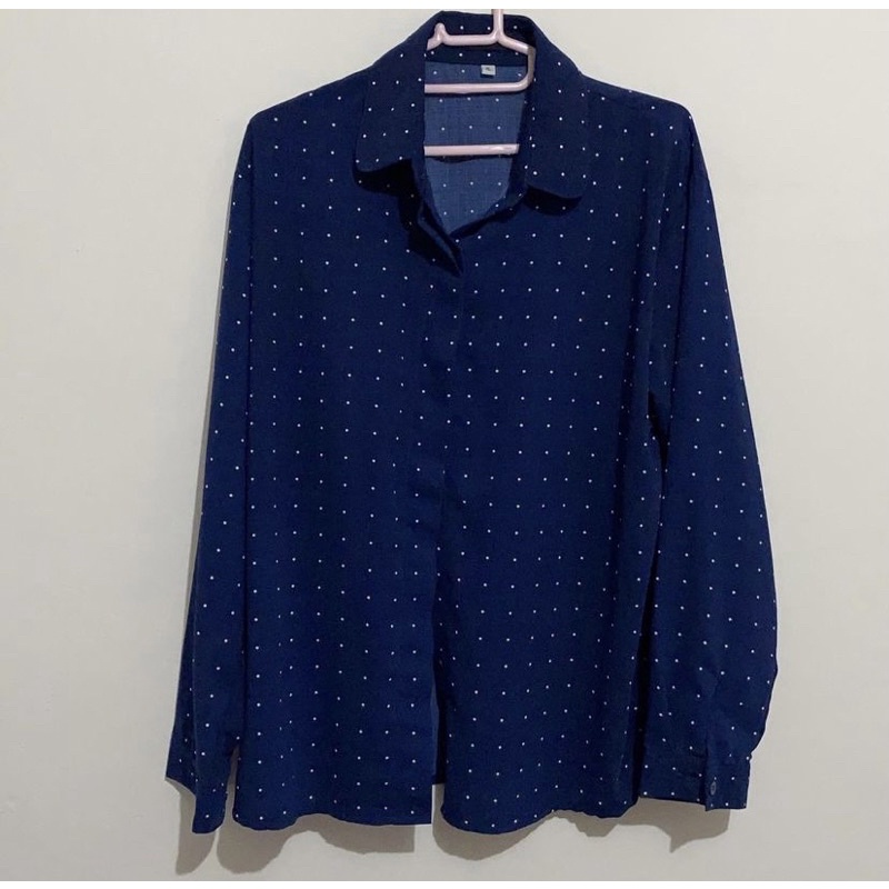 kemeja polkadot navy (polka dot shirt) - local brand cotton ink this is april nadjani calla the labe