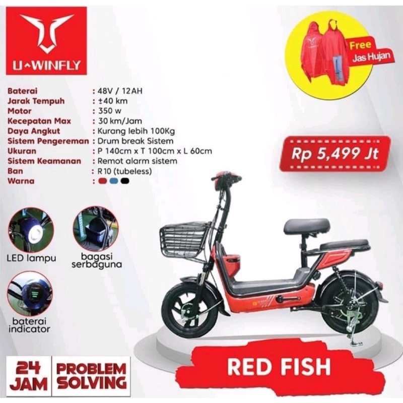 SEPEDA LISTRIK UWINFLY REDFISH