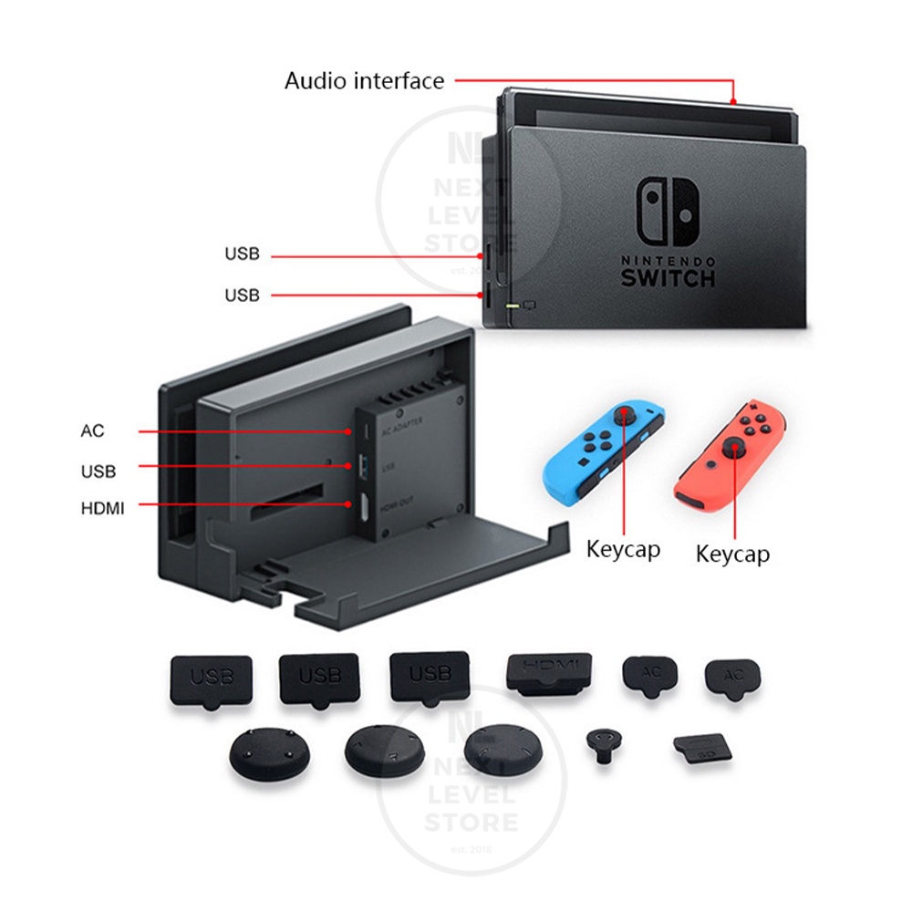 DOBE Dust Proof Kit Filter Mesh Jack Nintendo Switch Tempered Glass - Original