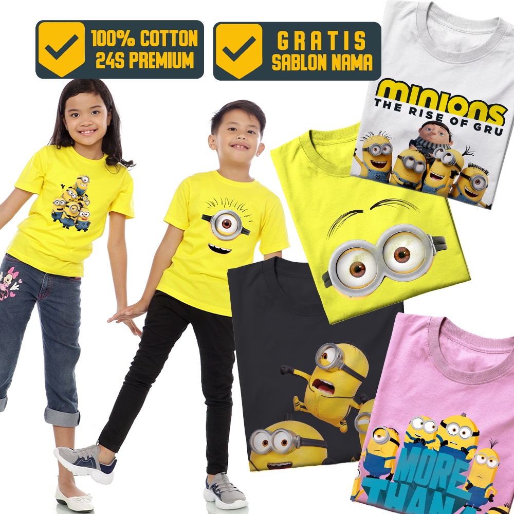 Minion - Kaos Anak Baju Minion Sablon Nama Ukuran Sampai Dewasa