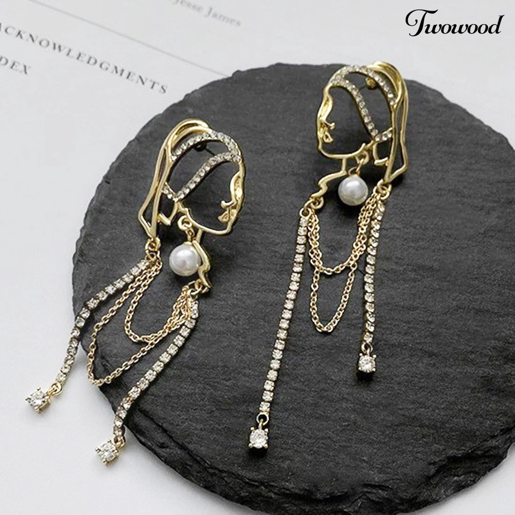 1 Pasang Anting Model Rumbai Aksen Mutiara Imitasi Untuk Wanita