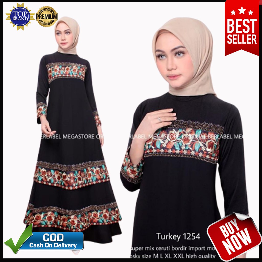 Gamis Abaya Turkey Terbaru 2021 Abaya Turki 1254 Trend Fashion Muslim Abbaya Hitam Dubai Mewah Origi