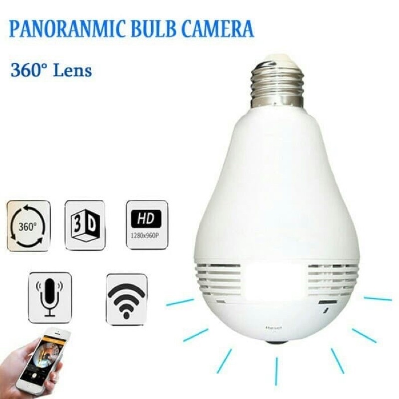 Kamera Cctv IP Camera V380 BOHLAM LAMPU    360 View Wifi Wireless/CCTV Bola Lampu CCTV Wifi 360 IP