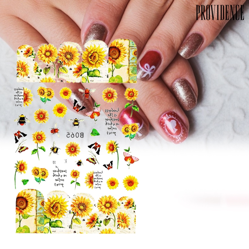 Providence 12Pcs/Set Nail Stickers Sunflower Shape Vivid Images Mini Blossom Floral Nail Art Water Decals for Female