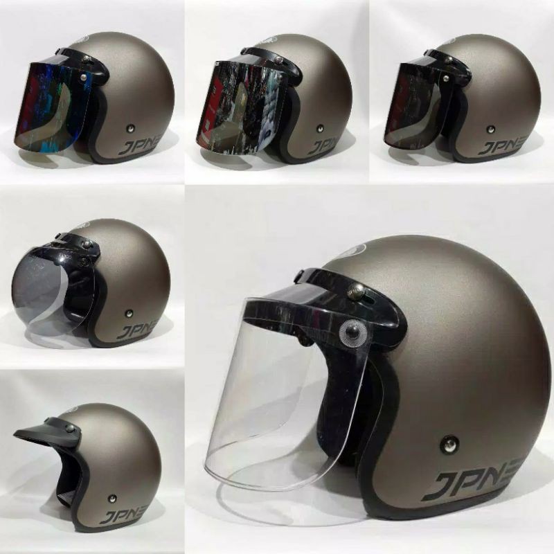 Helm Bogo Jpn Arc Granito doff Kaca datar Kaca cembung