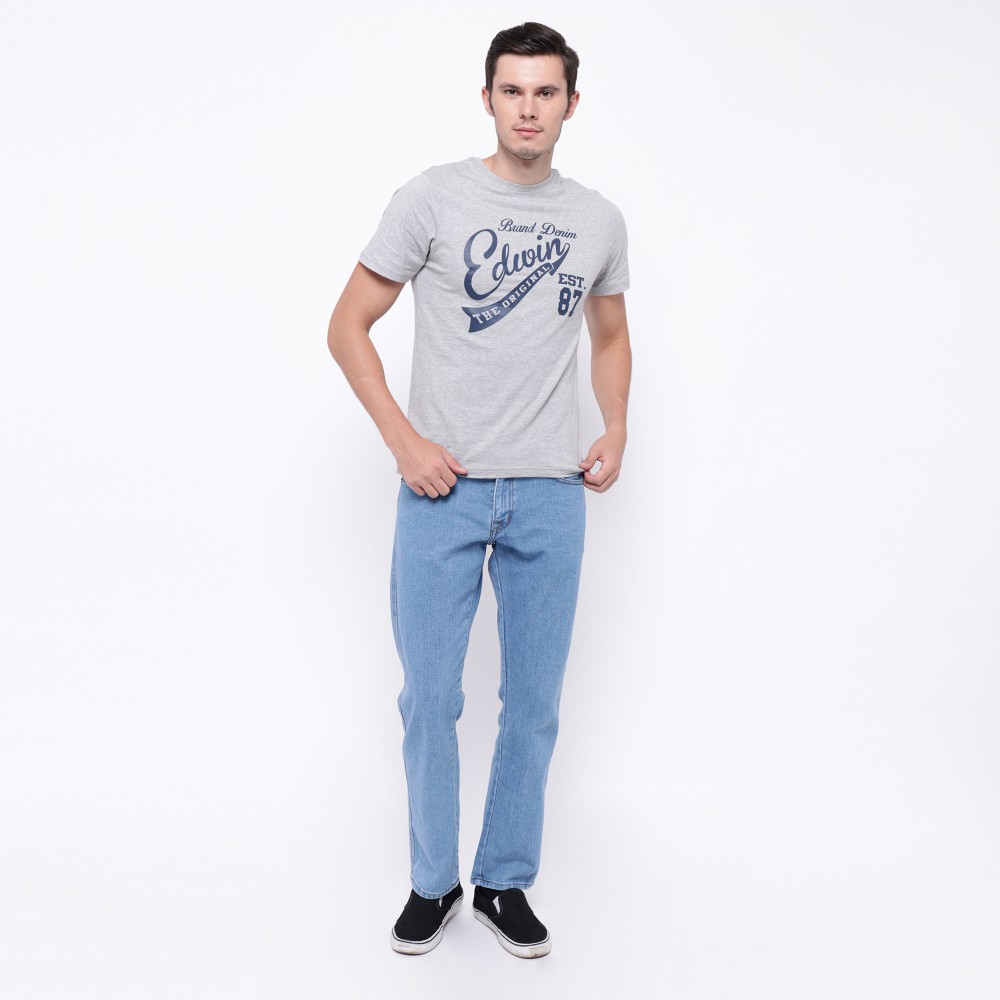 Edwin Celana Jeans Vegas 01 Reguler Fit Pria Panjang Light Blue