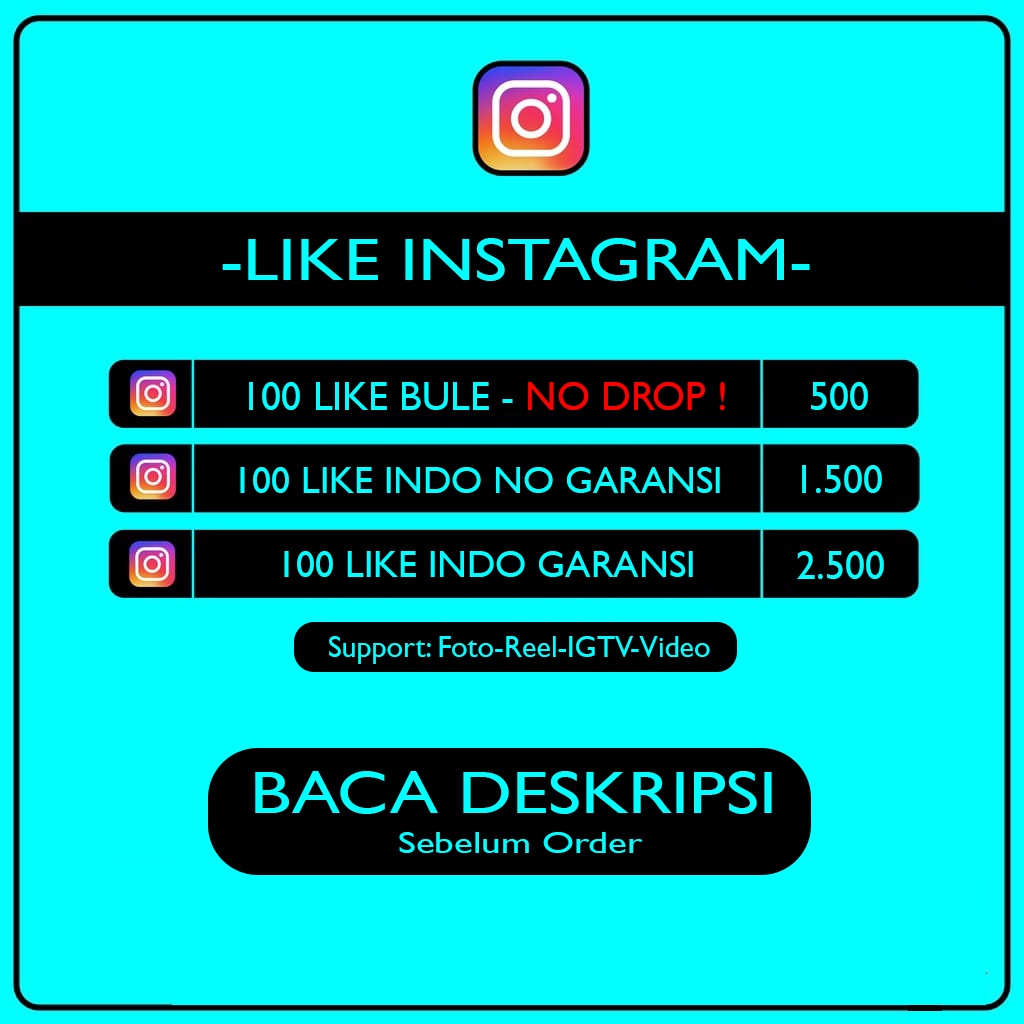LIKE FOTO REEL IGTV VIDEO REEL REELS INSTAGRAM INDONESIA BULE IG