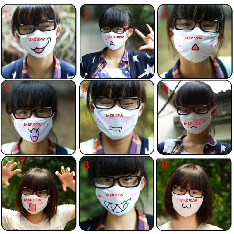 Masker Kaomoji Emoticon Cute Mask Mouth-muffle Kawaii Purinsu Zone