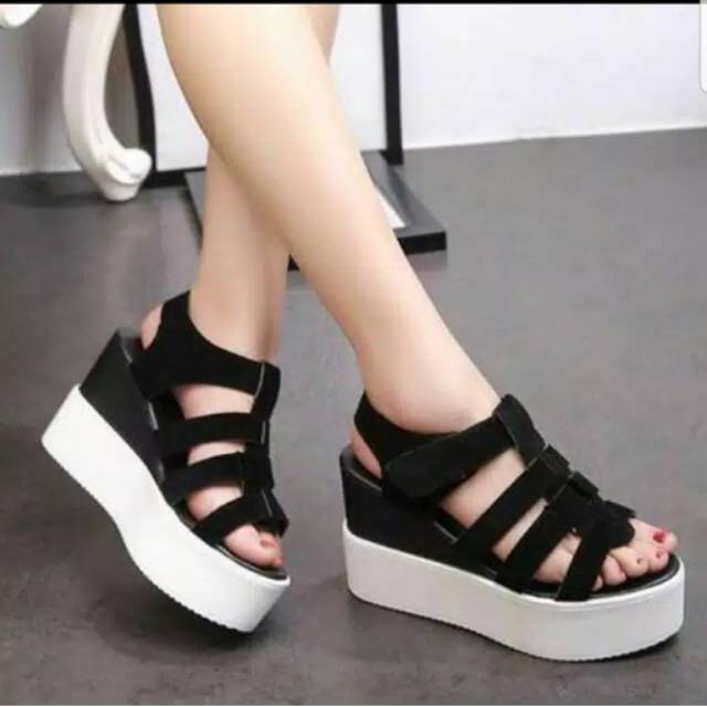 ABBUSHOES JH 51  Wedges Tali Cocok Disaat Santai Bahan Kanvas