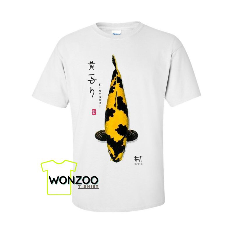 KAOS IKAN KOI KIUTSURI, KOHAKU, SHOWA-HAJIRO-GOSHIKI -BAJU KOI FARM (BAYAR DITEMPAT)