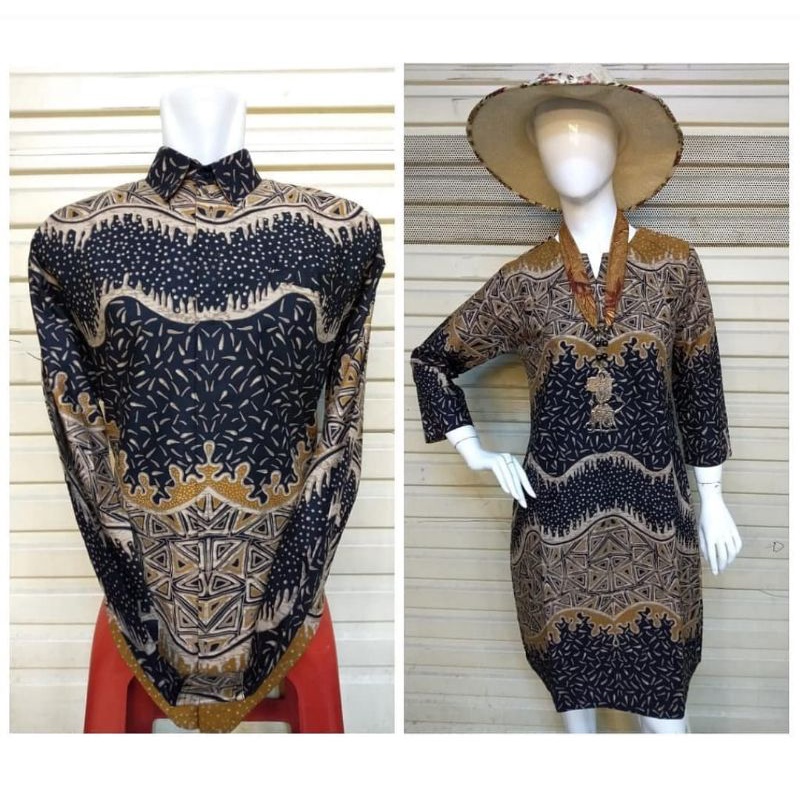 Batik Couple Qistina Batik Bahan Katun Motif Tiga Dimensi