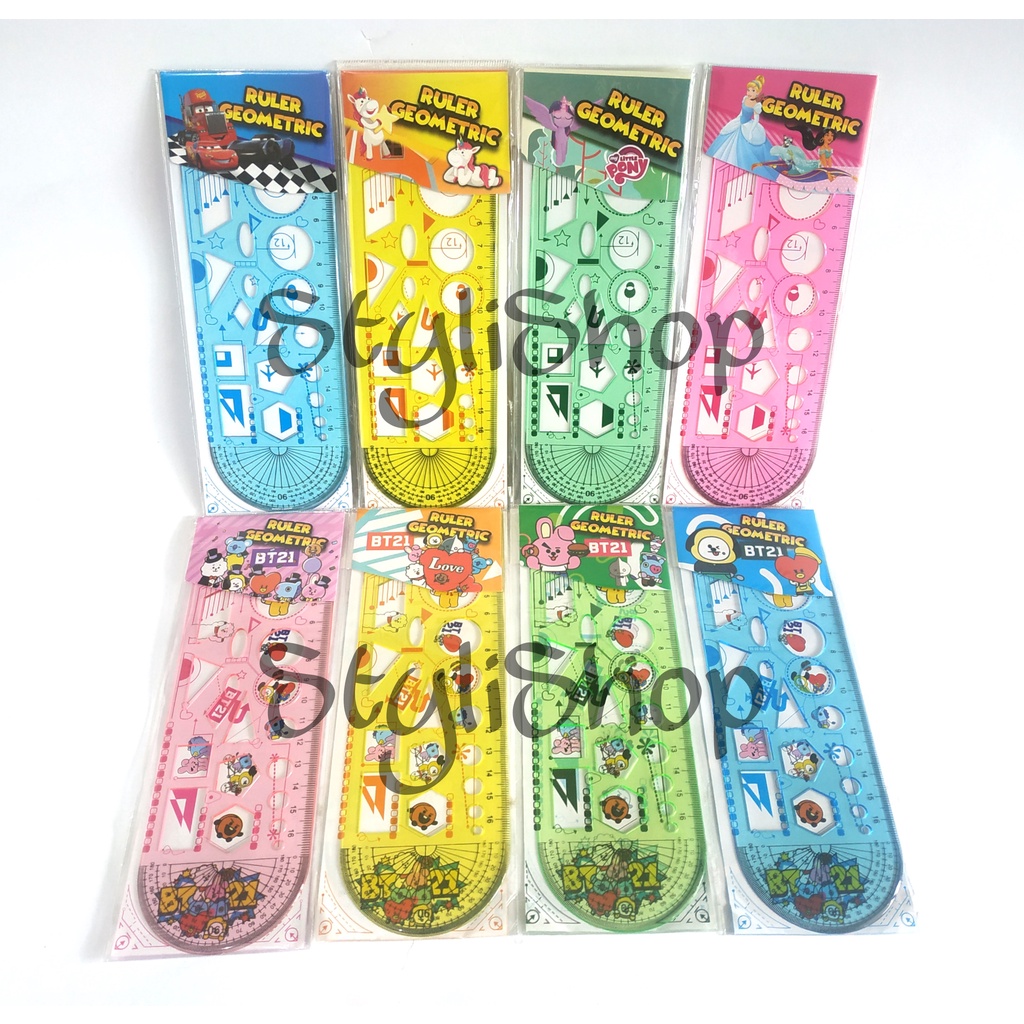 

(Isi 1) Penggaris Geometri Motif, Geometric Ruler, Penggaris Cetakan Bentuk Dekoratif