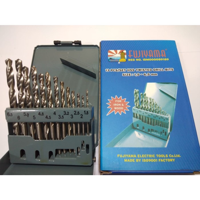 Mata Bor Set Besi dan Kayu HSS 13 Pcs Drill Bits