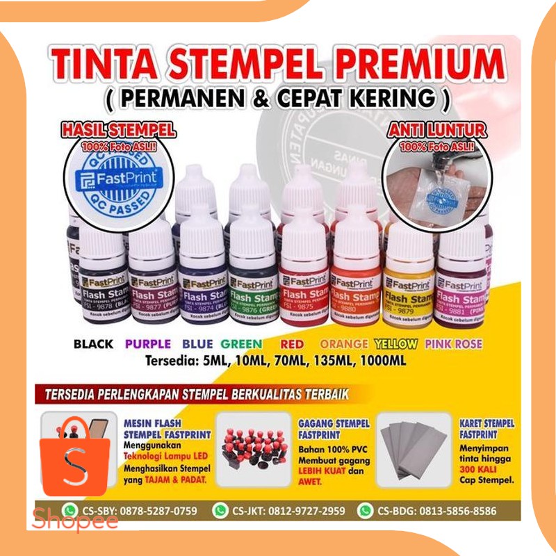 

Promo parts TINTA STEMPEL FLASH FAST PRINT WARNA BIRU (BLUE INK) 135ML 20D Berkualitas