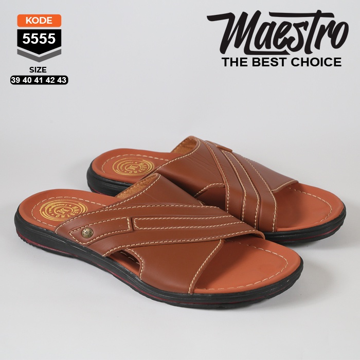 Sandal pria terbaru kekinian sendal slide cowok slop laki laki casual karet kulit dewasa selop simpel murah hitam coklat tan mocca