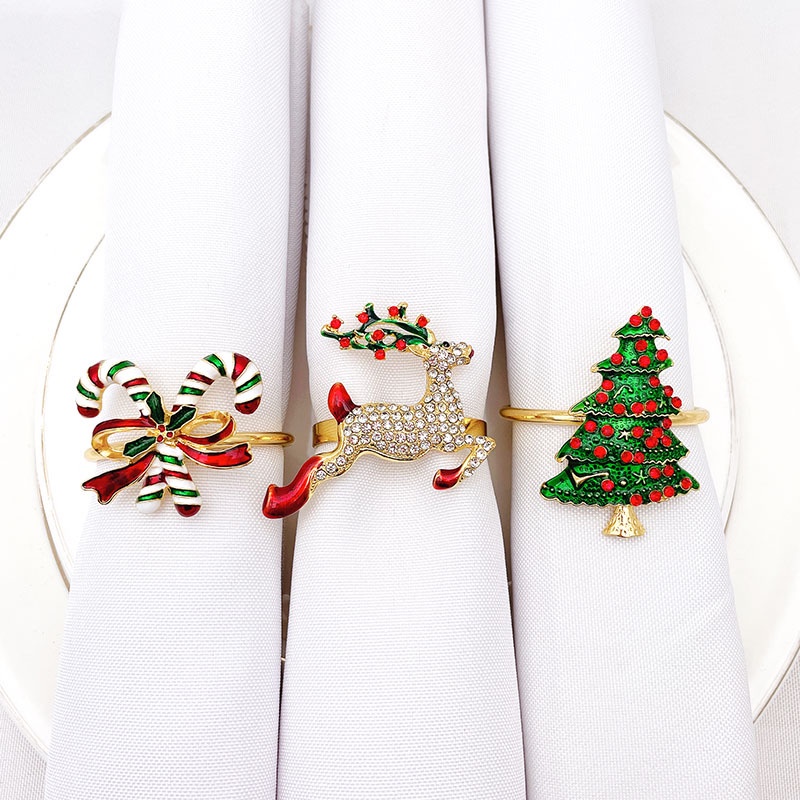 [ Metal Christmas Tree Napkin Rings   Home Decor Accessories Circle  Decoration Gift ]