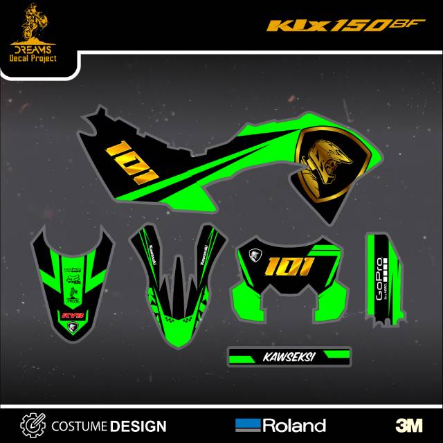 Decal KLX 150BF Hijau Gold