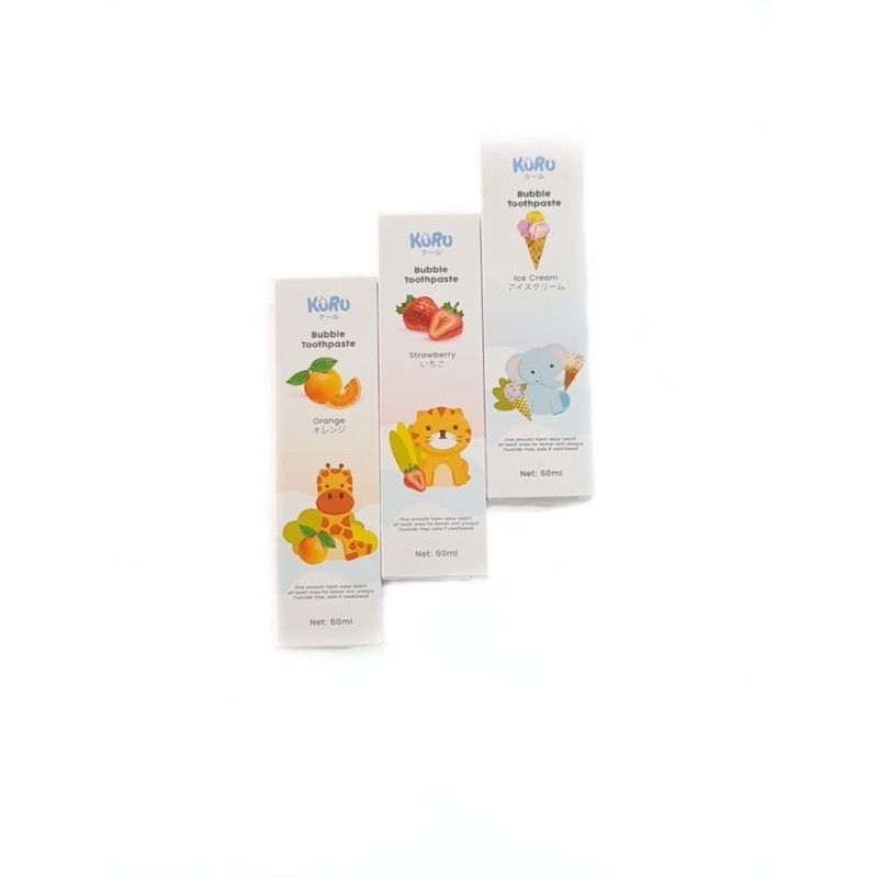 Kuru Pasta Gigi Odol Busa Anak  Bubble Foam Kids Toothpaste Aman Tertelan Menghindari Plak Mencegah Gigi Berlubang